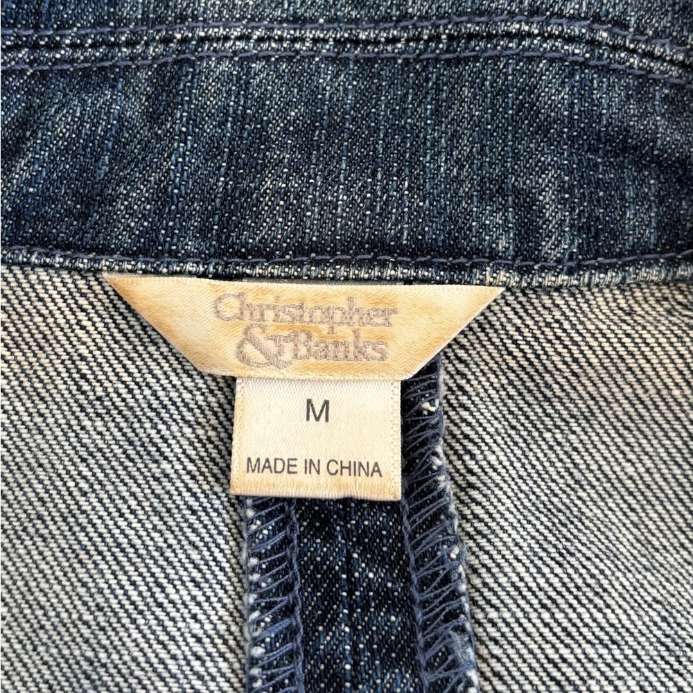 Christopher & Banks Blue Denim Jean Jacket Womens Med 2006 Raised Floral Design - Picture 6 of 10